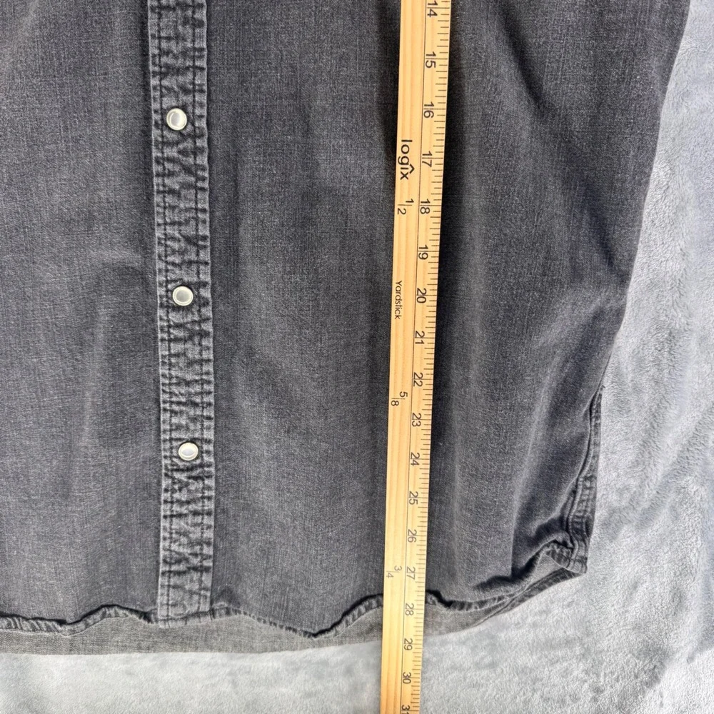 LEVIS MENS LONG SLEEVE DENIM WESTERN‎ SHIRT JACKET DARK GRAY XL PEARL SNAP